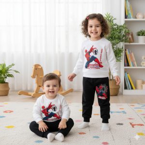 Kids Sweatshirt and Trouser Set Black, Oranges, White