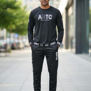 Text Prinet Full Sleeve Tshirt and Trouser Set