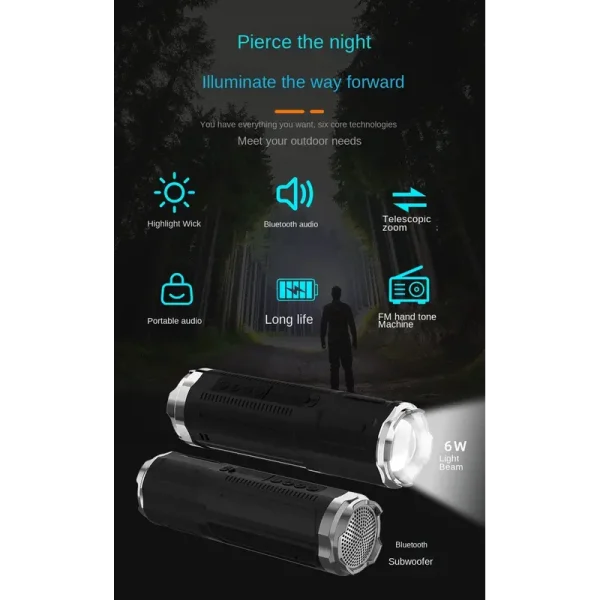 Portable Bluetooth Speaker With Zoomable Flashlight - 4 Dimming Modes ...