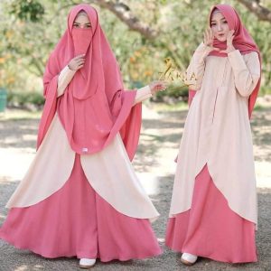 Dubai Cherry Borka with Hijab Nikab Set