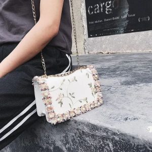 Luxury Floral Embroidered Mini Shoulder Bag.