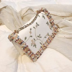 Luxury Floral Embroidered Mini Shoulder Bag.