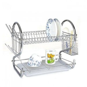2 Layer Dish Drainer Rack Stainless Steel