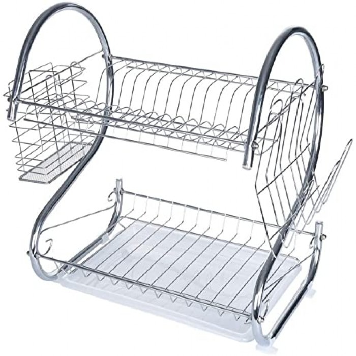 2 Layer Dish Drainer Rack Stainless Steel2