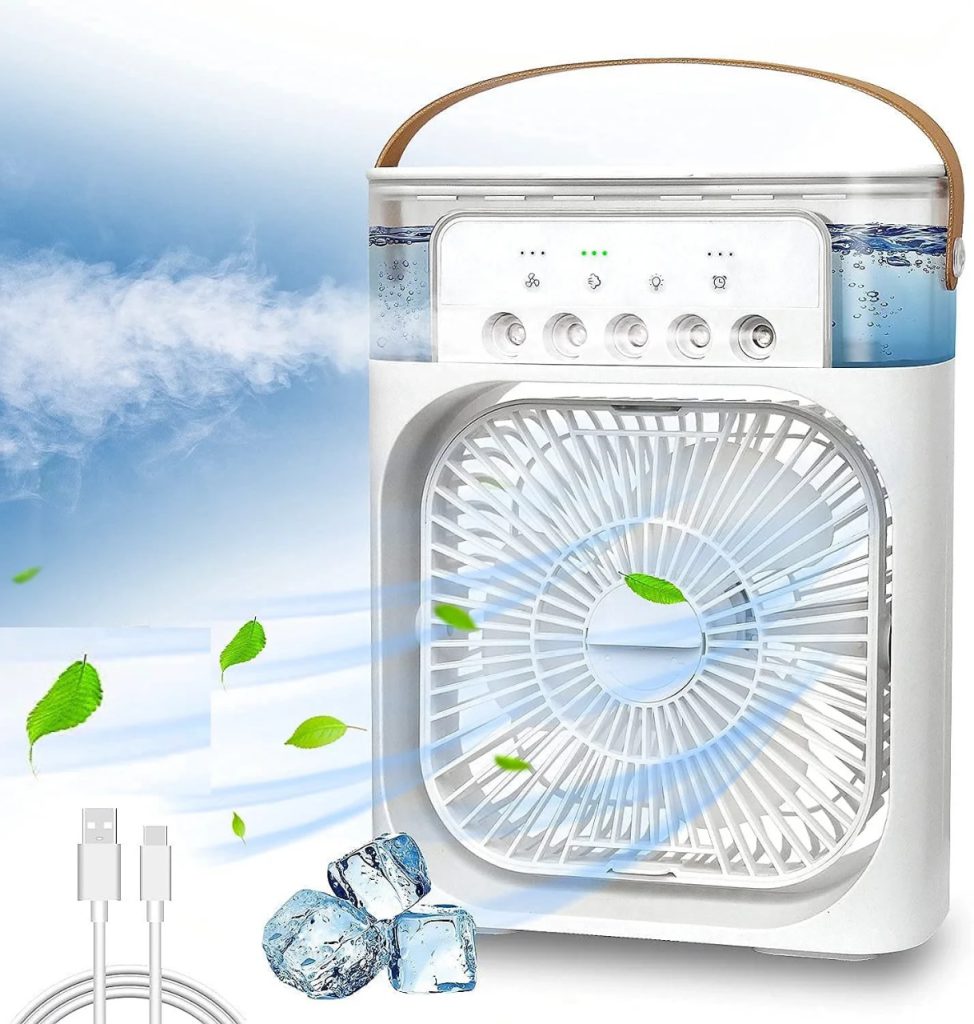 3 In 1 Air Cooling USB Fan with LED Night Light Water Fan - PikBay