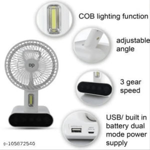DP Rechargeable Touch Mini Table Fan With Lamp - DP-7624