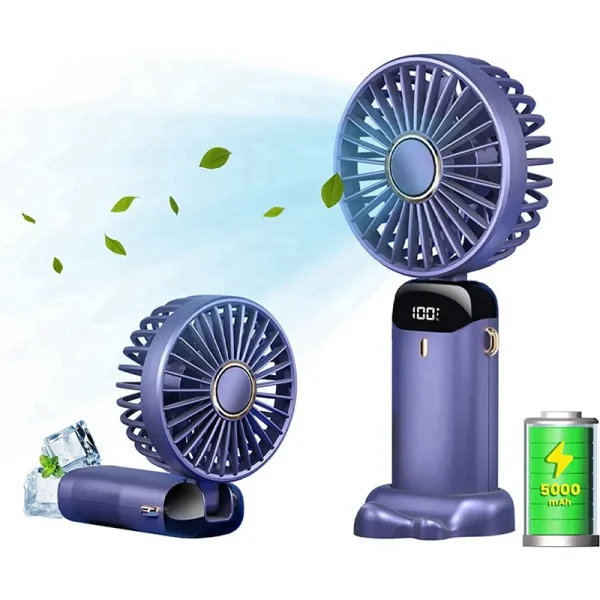 Handheld Fan Portable Fan 5000MAh Rechargeable,5 Speeds with LED ...