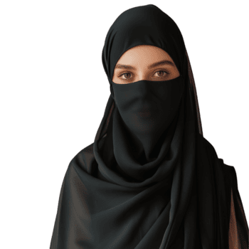 portrait-of-a-islamic-woman-wearing-black-hijab-isolated-on-transparent-background-free-png