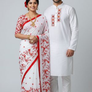 Luxury Sharee Panjabi Couple Dress Set with Blouse Piece