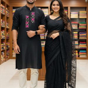 Premium Couple Dress Set – Sharee and Panjabi Matching Outfit