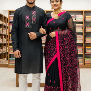Premium Sharee Panjabi Couple Dress Set – Elegant Matching Outfit for Couples
