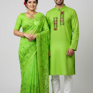 Elegant Sharee Panjabi Couple Dress Set – Trendy Couple Collection