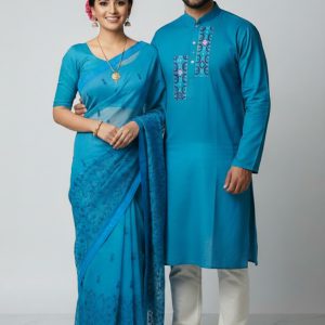 Premium Matching Sharee Panjabi Couple Dress for Special Occasion