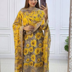 Trendy Digital Print Three Piece for Women