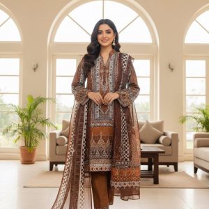 Premium Digital Print Lawn Three Piece