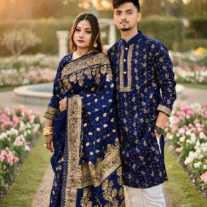 Eid Special Couple Outfit – Sharee & Panjabi Matching Set