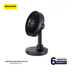 Awei F34 Rechargeable Fan – Strong Wind | Wide Angle Airflow | Night Lamp | 6 Months Warranty