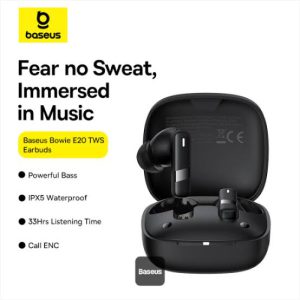 Baseus E20 Wireless Earbuds – Crystal Clear Sound | Long Battery Backup | Smart Touch Control