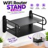 2-Layer Wall Mounted WiFi Router Stand – Metal Modem Shelf & Cable Organizer