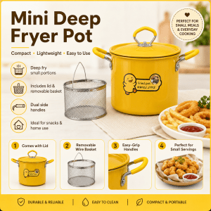 2L Stainless Steel Deep Fryer Pot with Basket & Thermometer Non-Stick Oil Filter