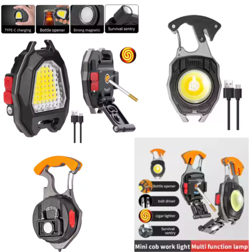 3-Gear Mini Rechargeable Keychain Flashlight – COB Pocket Torch with Magnetic Base