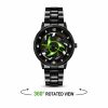 360° Rotating Car Rim Quartz Watch – Matte Black Sports Watch for Men
