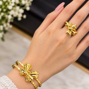 3D Bow Bracelet & Ring Set – Trendy Cute Jewelry