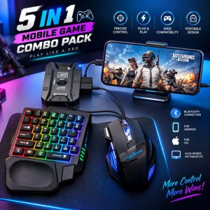 5-in-1 Mobile Gaming Combo – Phone Stand, Keyboard & Mo