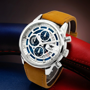 AMST 3068 Men’s Luxury Chronograph Watch – Leather Strap & Quartz Movement