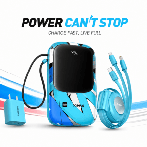 Baseus 20000mAh 22.5W Power Bank Combo – 20W PD Adapter, 100W 3-in-1 Cable & LED Display