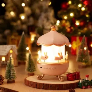 Bunny Carousel Night Light Projector – Rotating LED Star & Galaxy Lamp for Kids