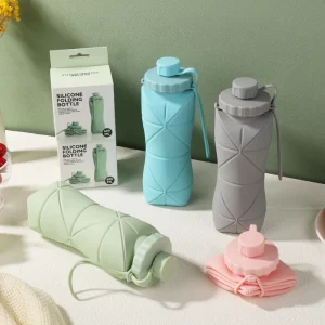 Creative Silicone Folding Water Cup 600ml – Portable Leak-Proof Travel Bottle