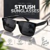 Double Poly Black Sunglasses for Men & Women – UV400 TR90