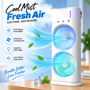 FADIUMS Portable Spray Fan with Humidifier – 600ml, 3-Speed USB-C Cooling Fan