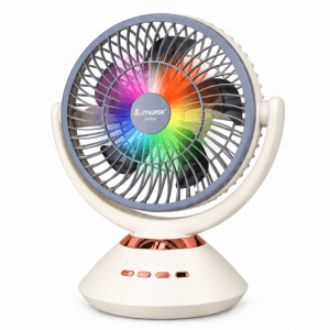 JYSUPER JY-2570 Rechargeable Table Fan – 4-Speed, LED Light, Oscillation & Solar Charging2