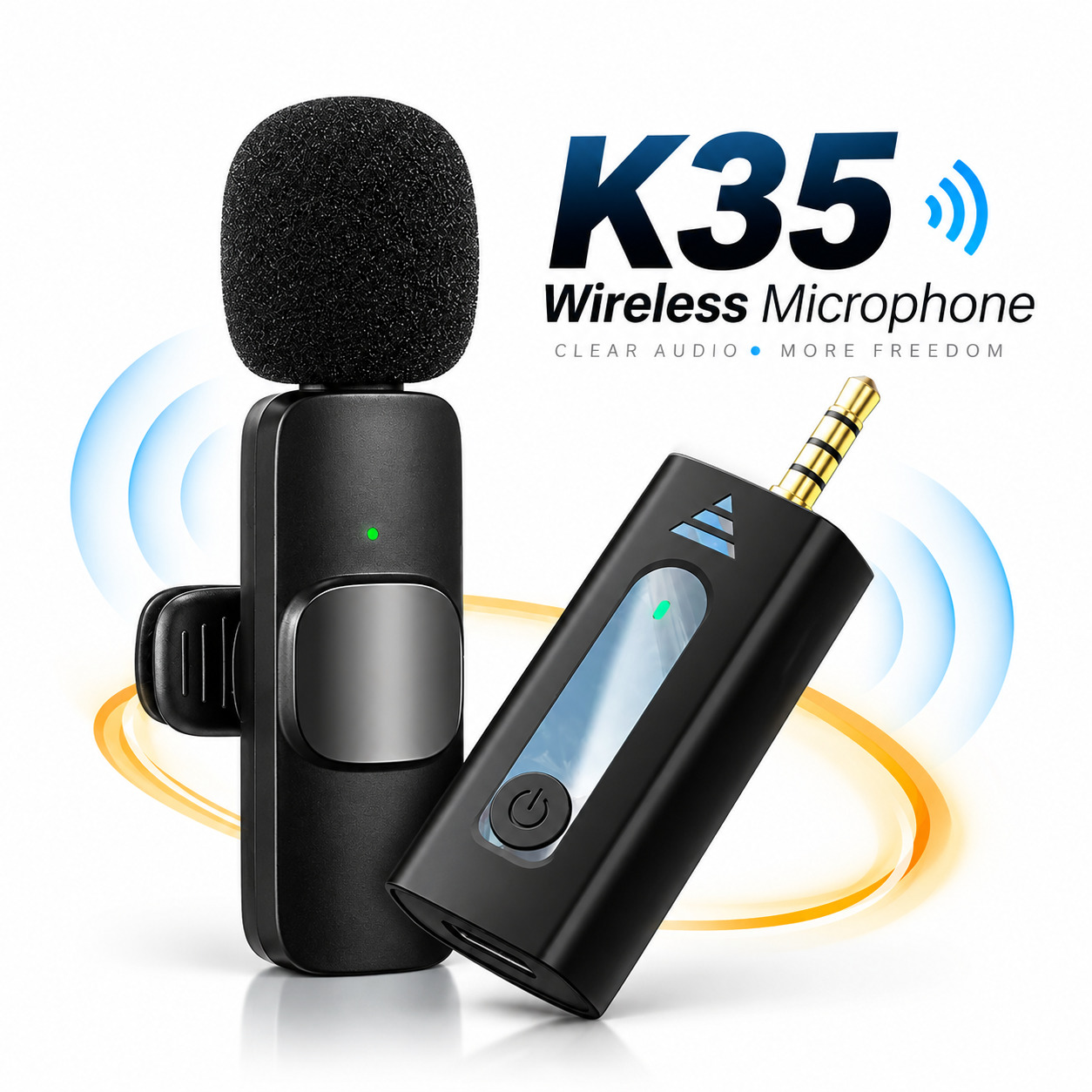 K35 Wireless Collar Lavalier Microphone – 20M Range & Plug-and-Play (1)
