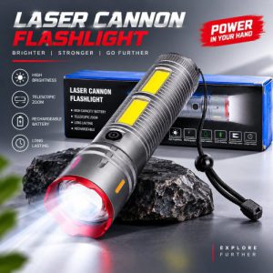 Laser Cannon X03 Tactical Flashlight – High-Power LED Torch with Power Bank