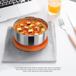 MILTON Triyum Stainless Steel Tiffin – 3-Container Lunch Box with Spoon & Fork
