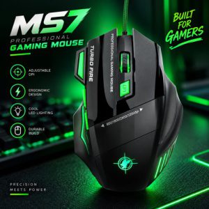 MS7 Professional Wired Gaming Mouse – 3200 DPI & 7 Buttons