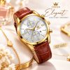 OLEVS Ladies Automatic Mechanical Watch – Leather Strap & Date Display