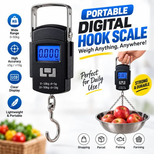 Portable Digital Hanging Weight Scale – 50kg Electronic Luggage Scale with LCD