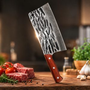 Premium Hammered Finish Chef’s Cleaver – Kitchen Cutting Knif