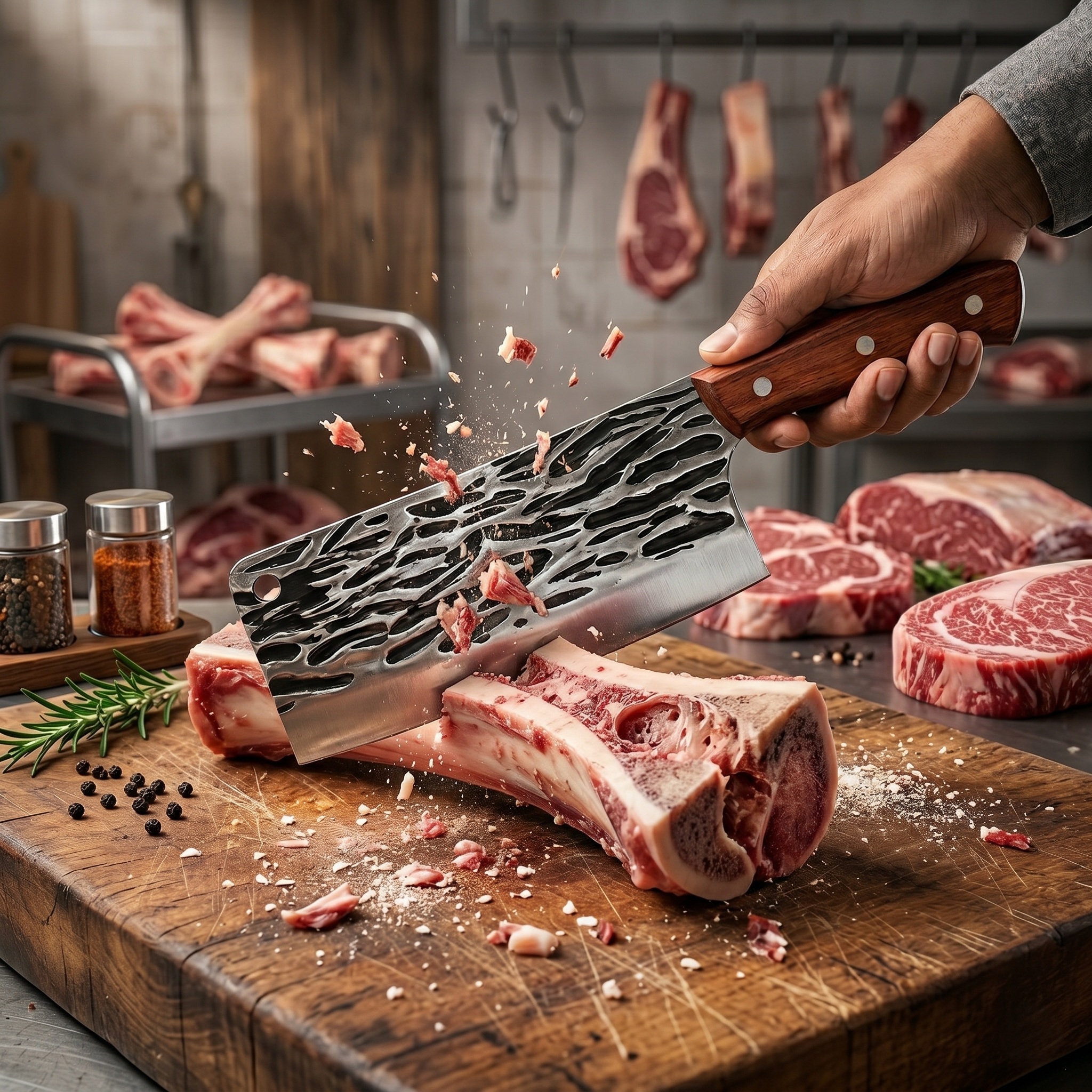 Premium Hammered Finish Chef's Cleaver