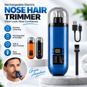Rechargeable Nose Hair Trimmer – Stainless Steel, Washable, USB Charging & Travel Size