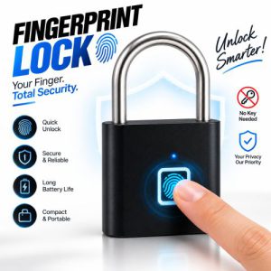 Smart Fingerprint Padlock – USB Rechargeable Biometric Keyless Security Lock