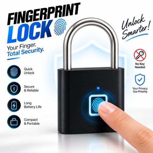 Smart Fingerprint Padlock – USB Rechargeable Biometric Keyless Security Lock