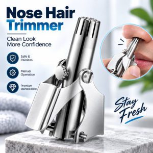 Stainless Steel Manual Nose Hair Trimmer – Battery-Free & Washable