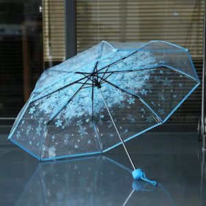 Transparent 3-Fold Umbrella 22-Inch – Clear Bubble Rain & Sun Protection