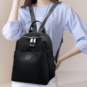 Women’s Soft Nylon Backpack – Lightweight Designer Travel Daypack (Black)