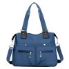 Women’s Solid Nylon Tote Bag – Lightweight Large Capacity Shoulder Bag (Blue)